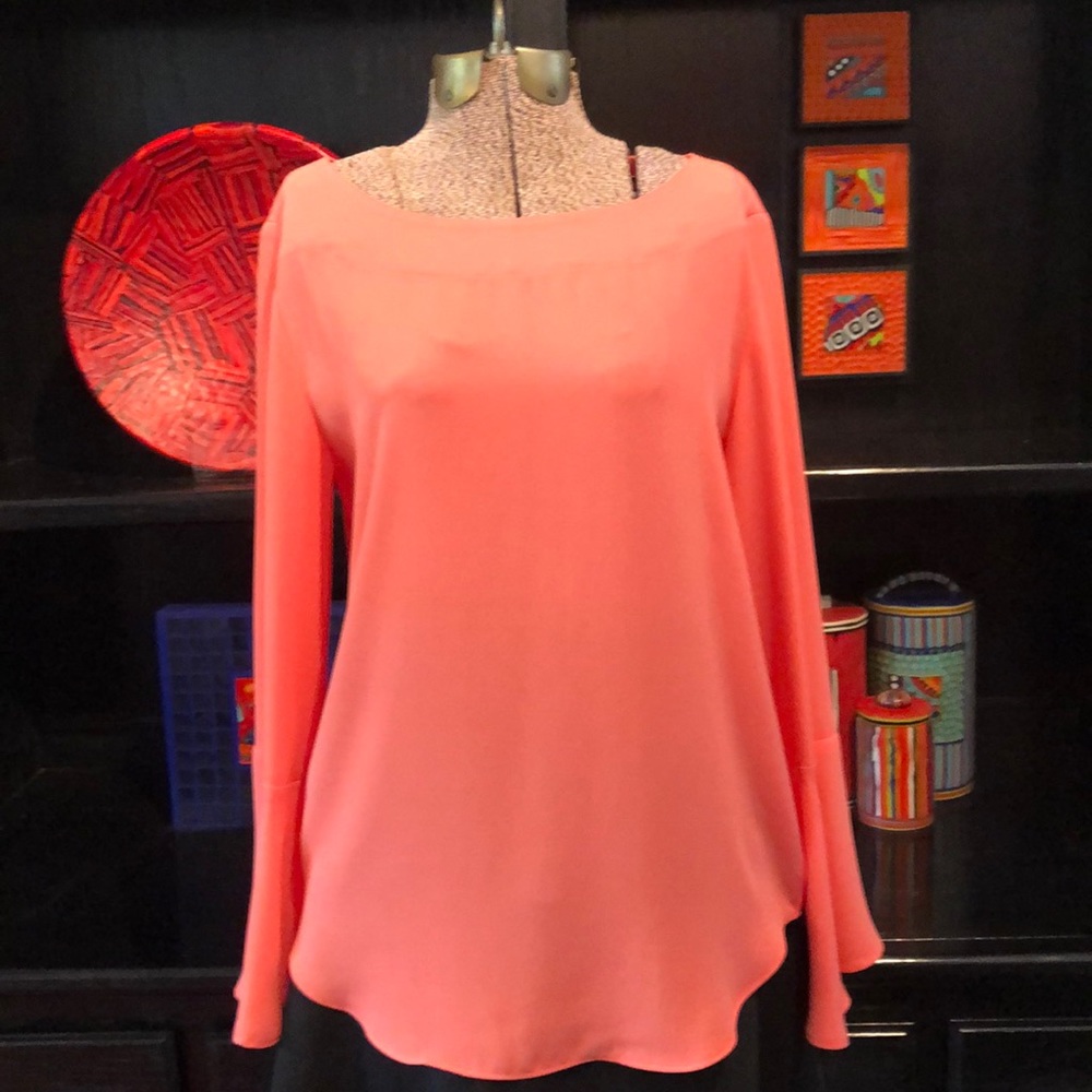 Ann Taylor flutter sleeve coral top